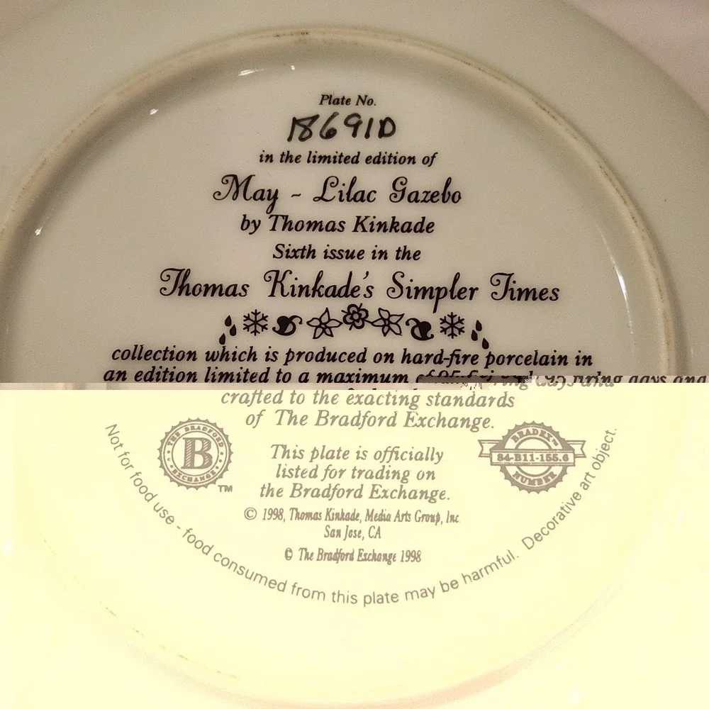 Twelve month set of Thomas Kinkade Calendar Decorative Plates Simpler Times 1998